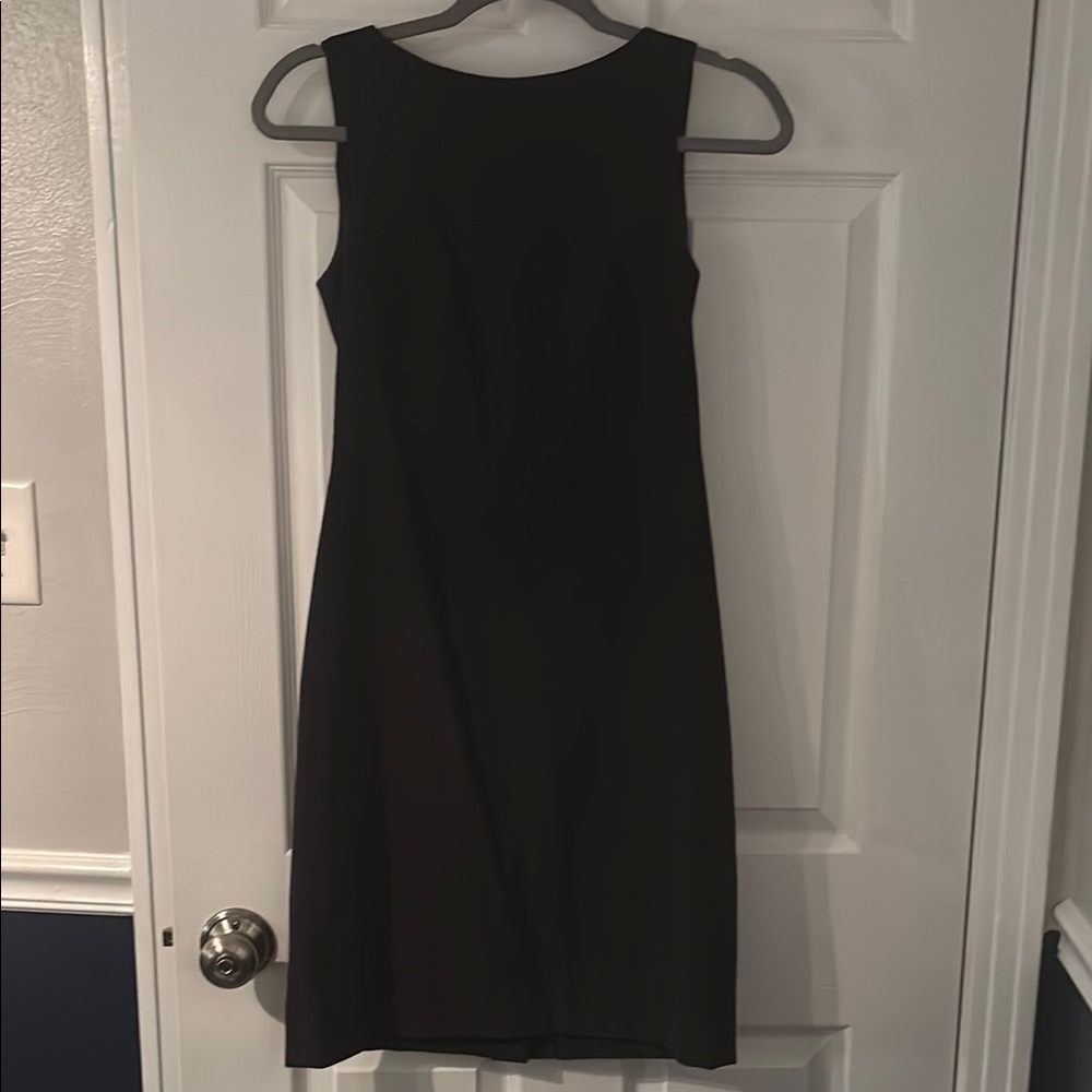 Theory Black Sheath Midi Dress Scoop Neck